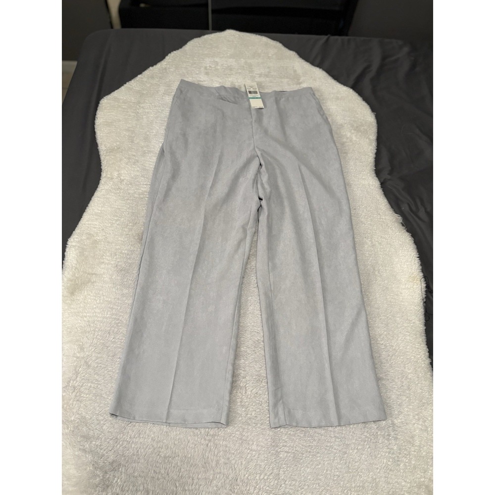 New Alfred Dunner‎ Womens Pull On Silver Pants Size 16 Suede Short Classic